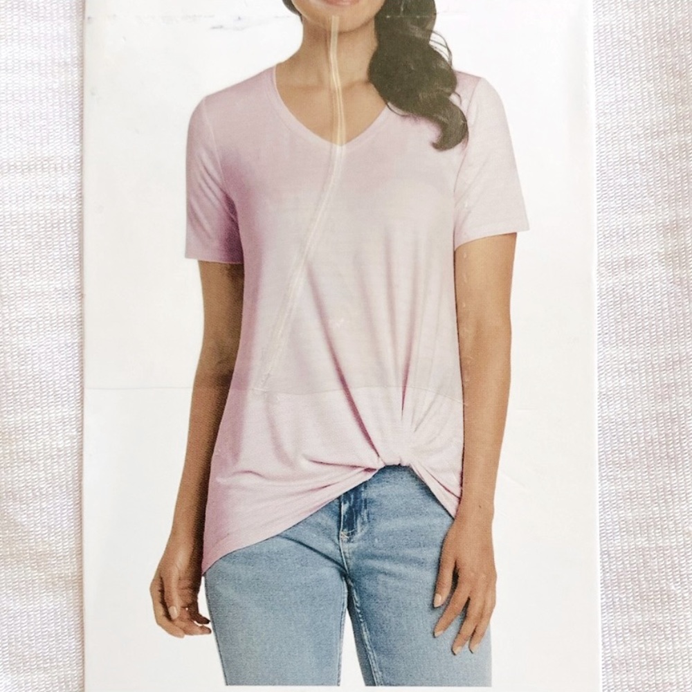 MATTY M PETAL PINK V-NECK SHORT SLEEVE TWIST FRONT TOP PLUS SIZE XXL 🌟NWT🌟